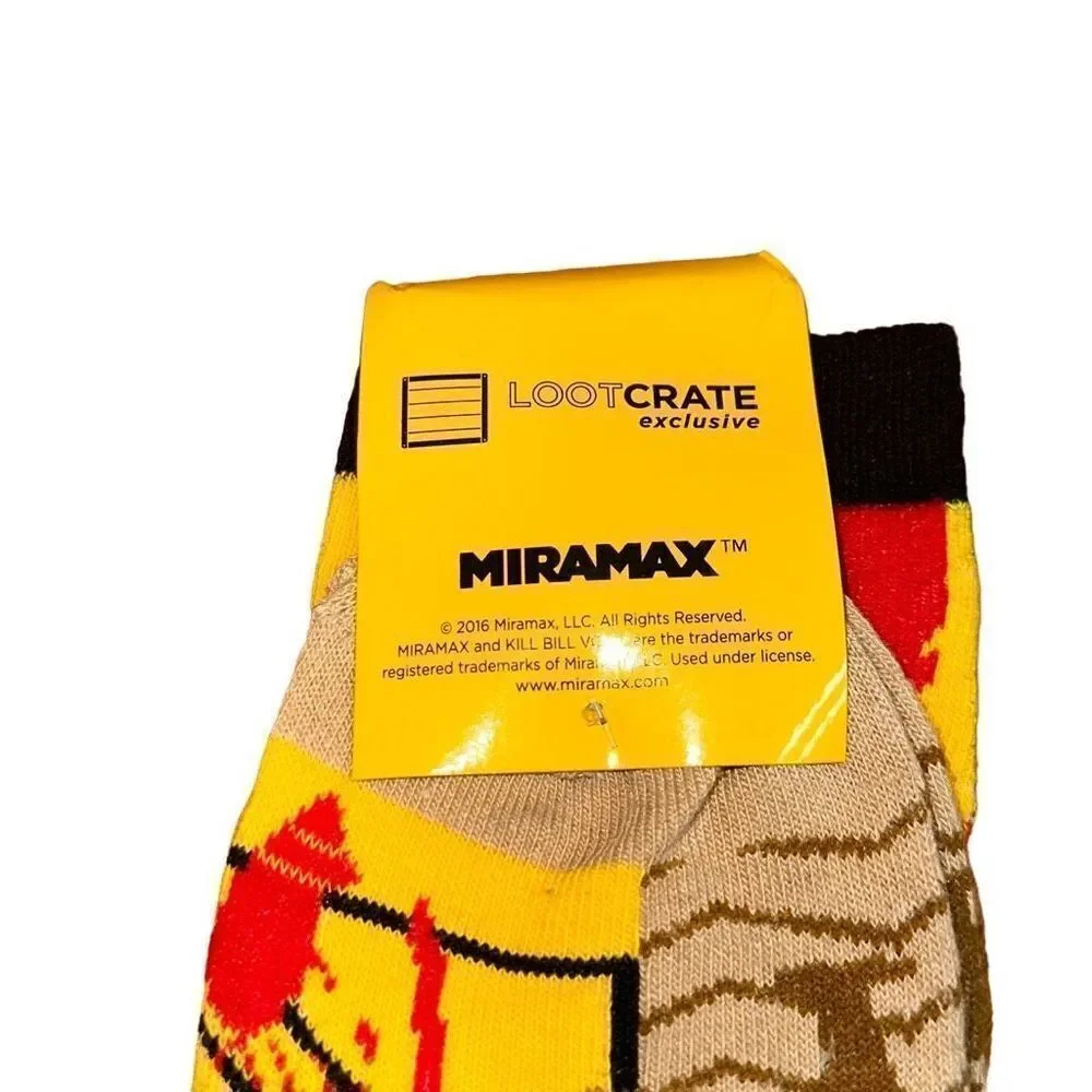 NWT Kill Bill Vol. 1 Socks Loot Crate Exclusive Yellow Blood Splatter Miramax